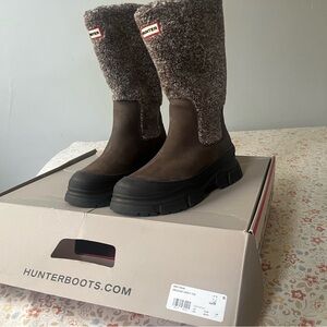 Hunter Brown and Gray Winter Boots